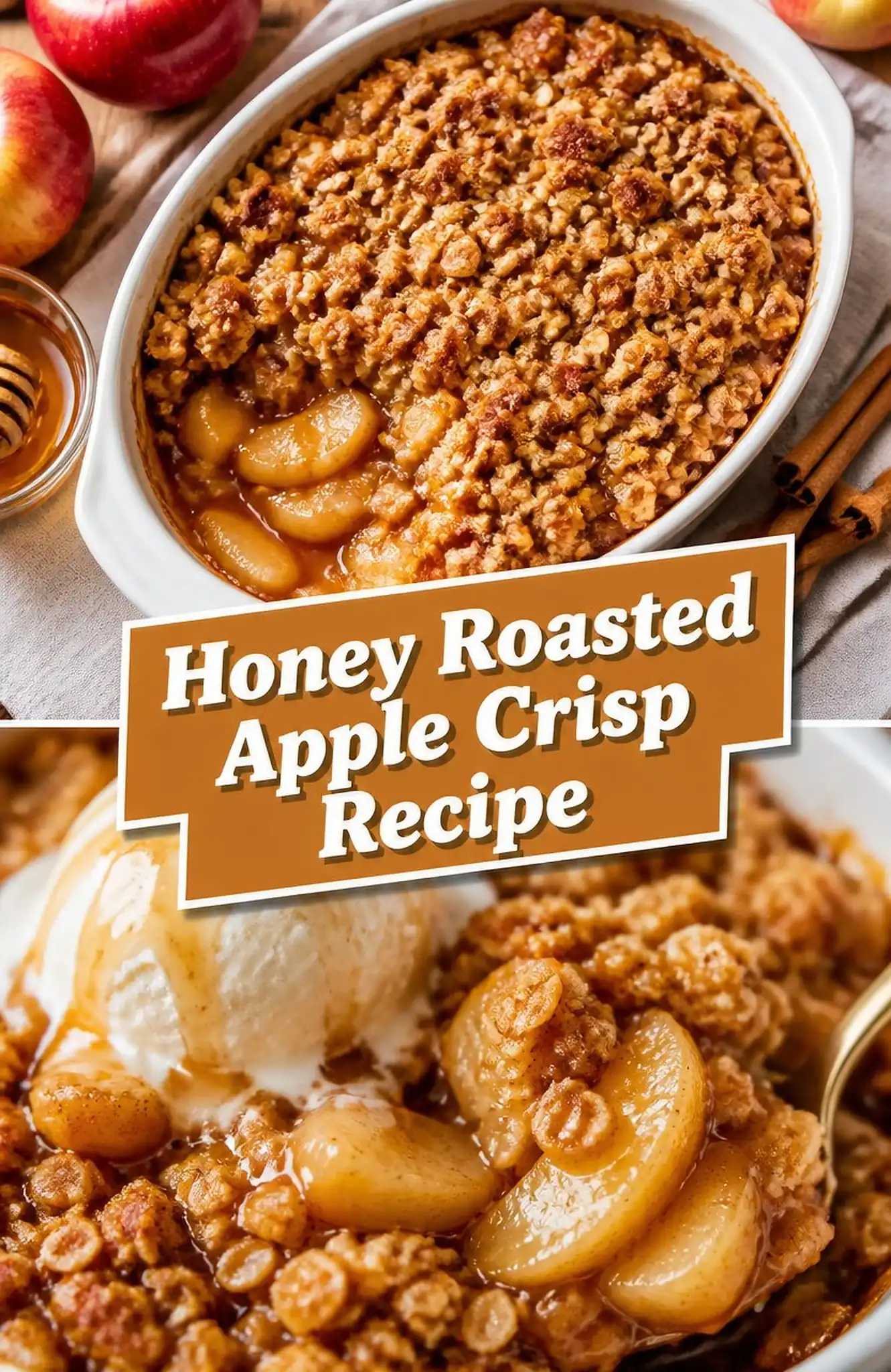 Honey Roasted Apple Crisp Recipe - close-up of the finished dish