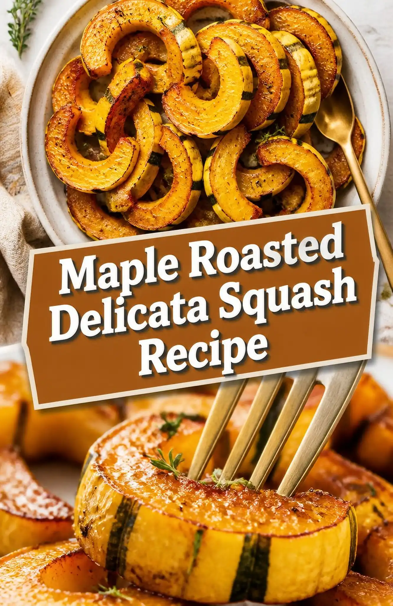 Maple Roasted Delicata Squash Recipe - close-up of the finished dish