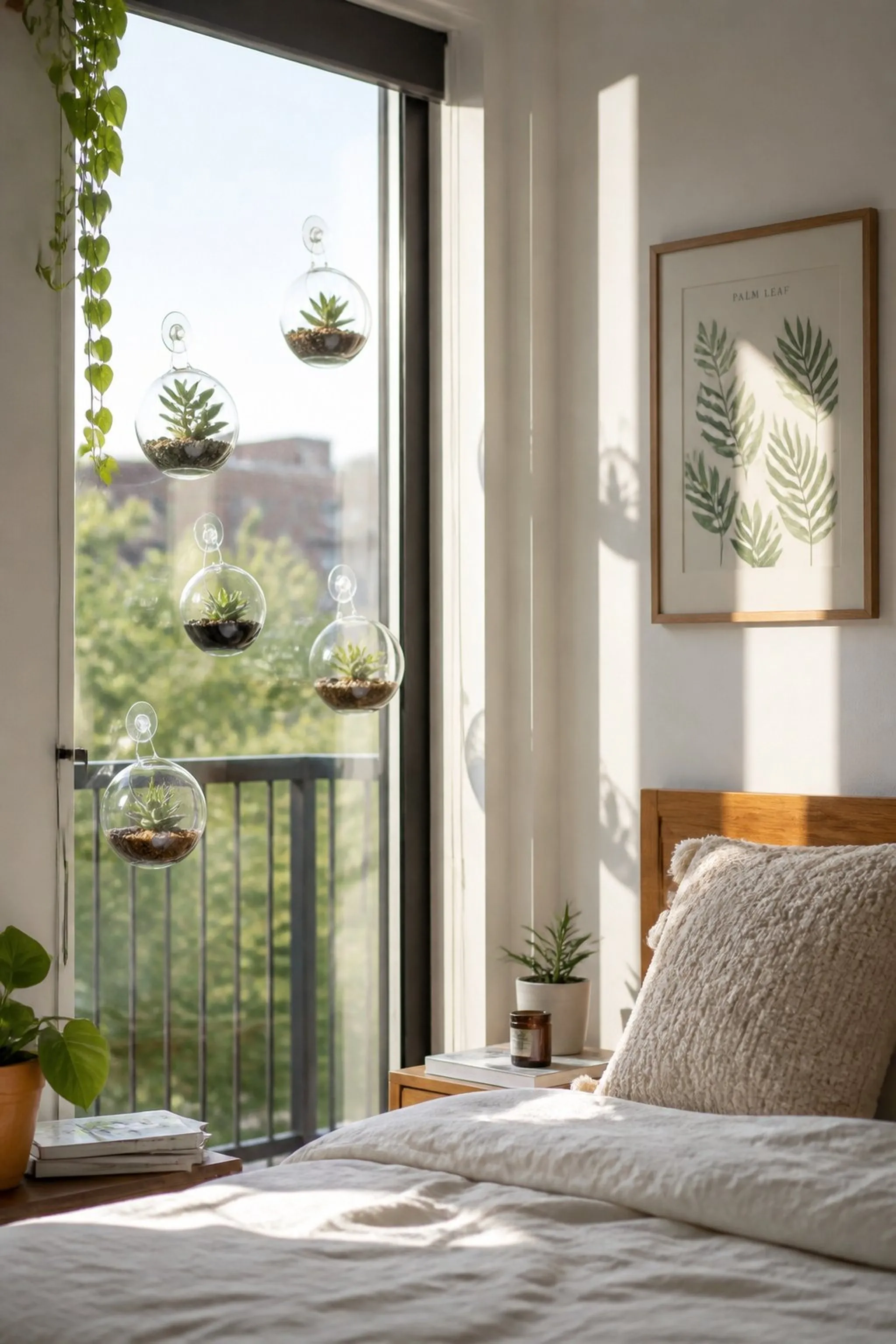 Hanging planters with suction cup mounts