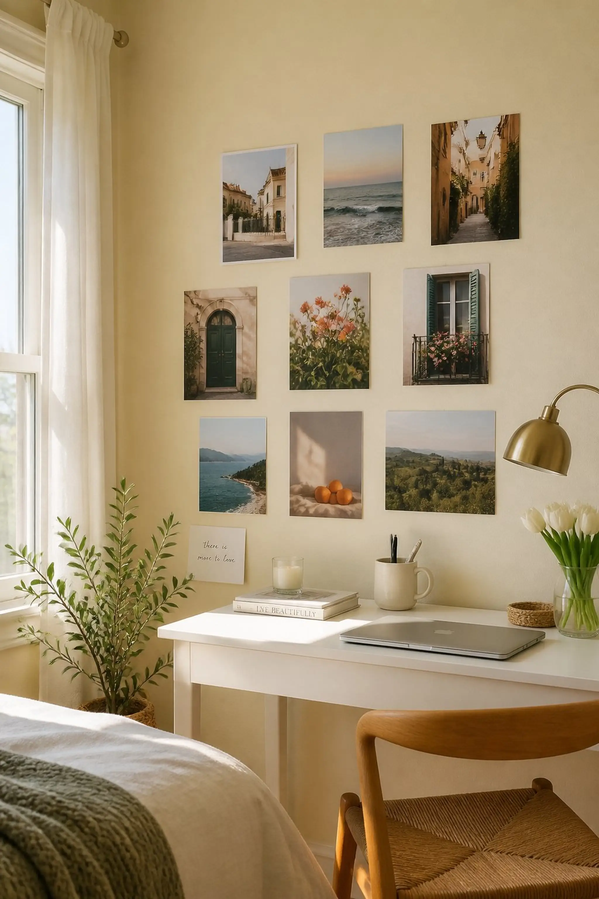 Use removable poster putty for lightweight prints