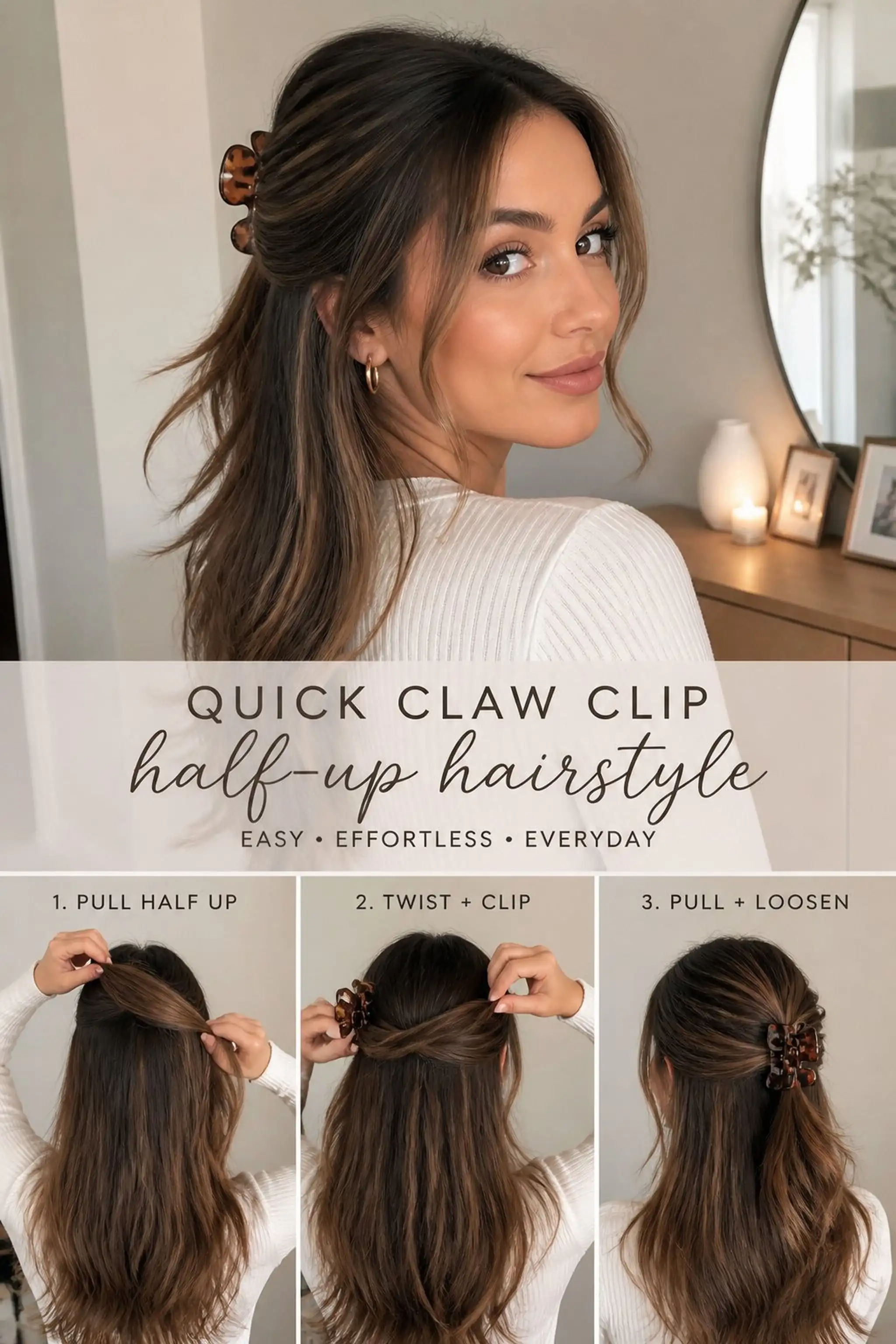 Quick Claw Clip Half-Up With Loose Layers