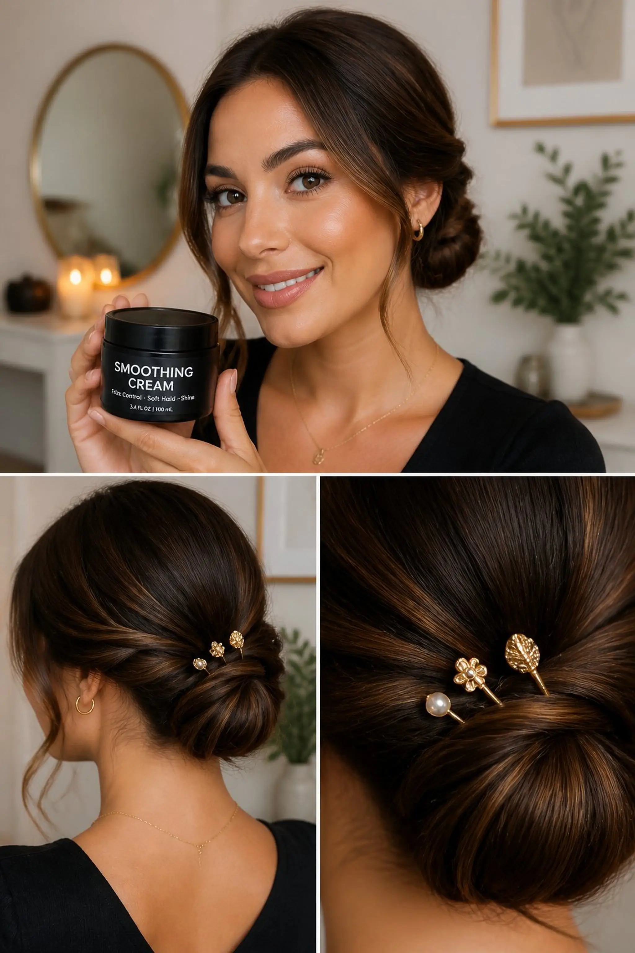 Simple Low Twist Secured with Decorative Pins