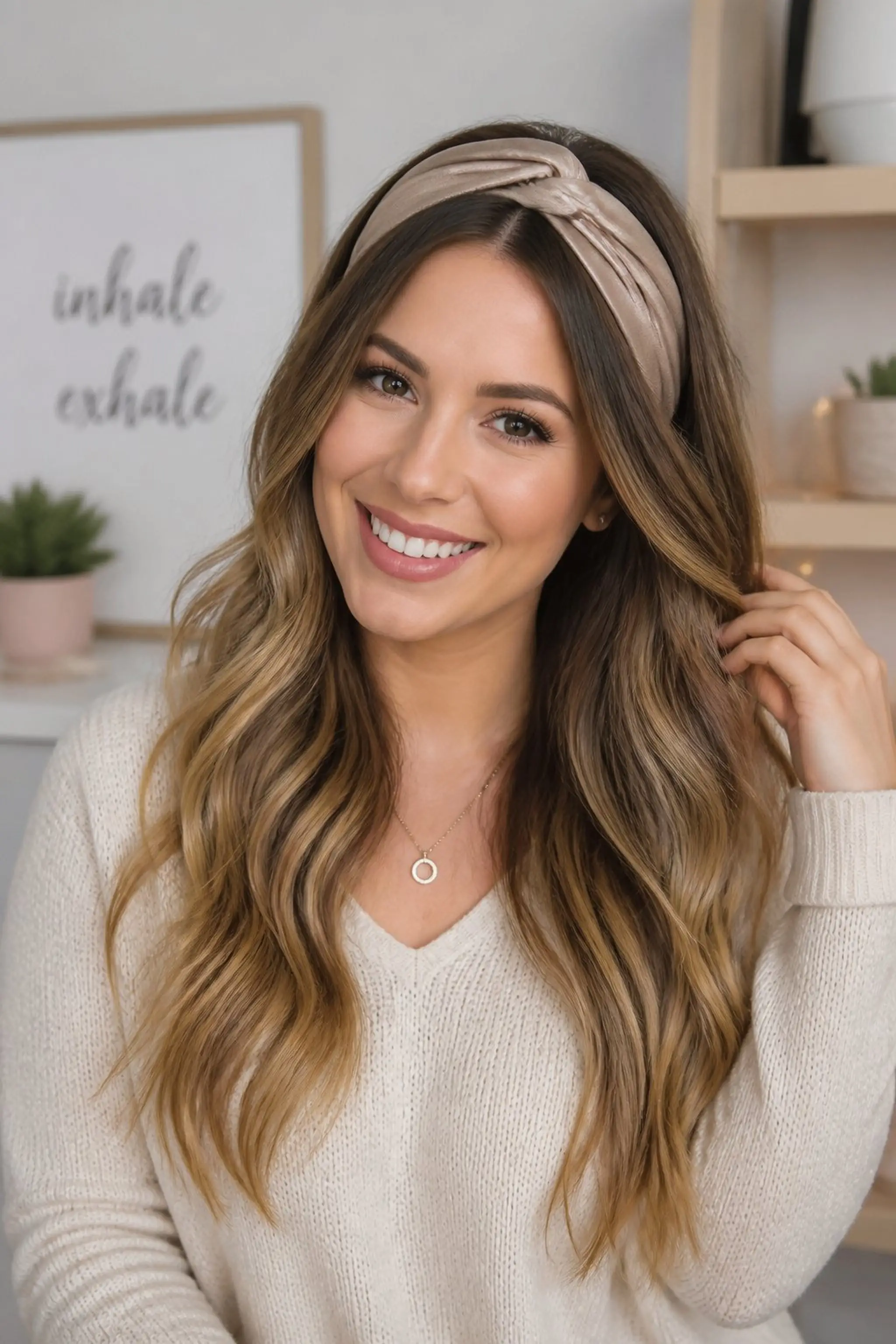 Twisted Headband Style with Loose Waves
