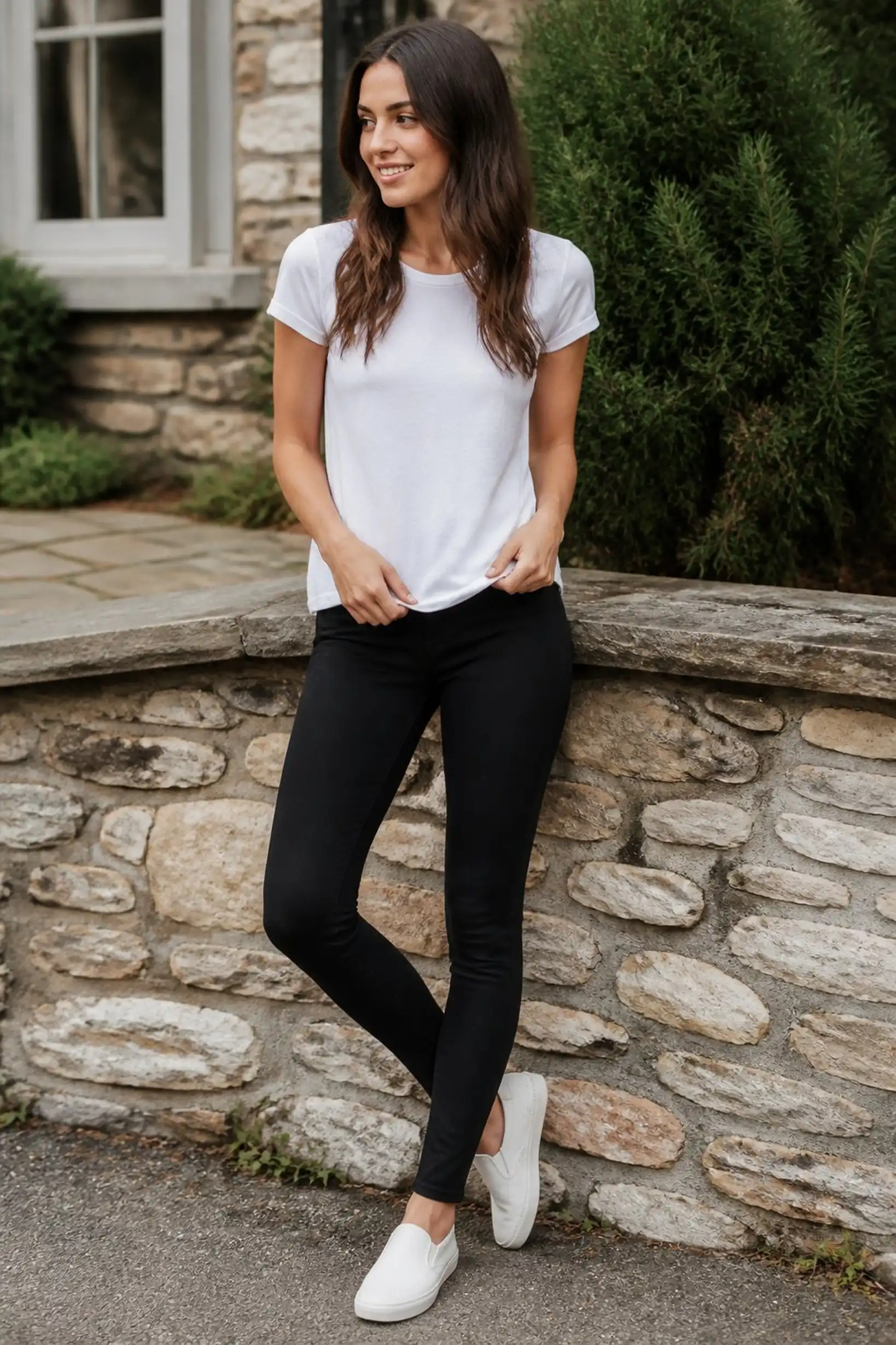 Stretchy jeggings with breathable cotton tee combo