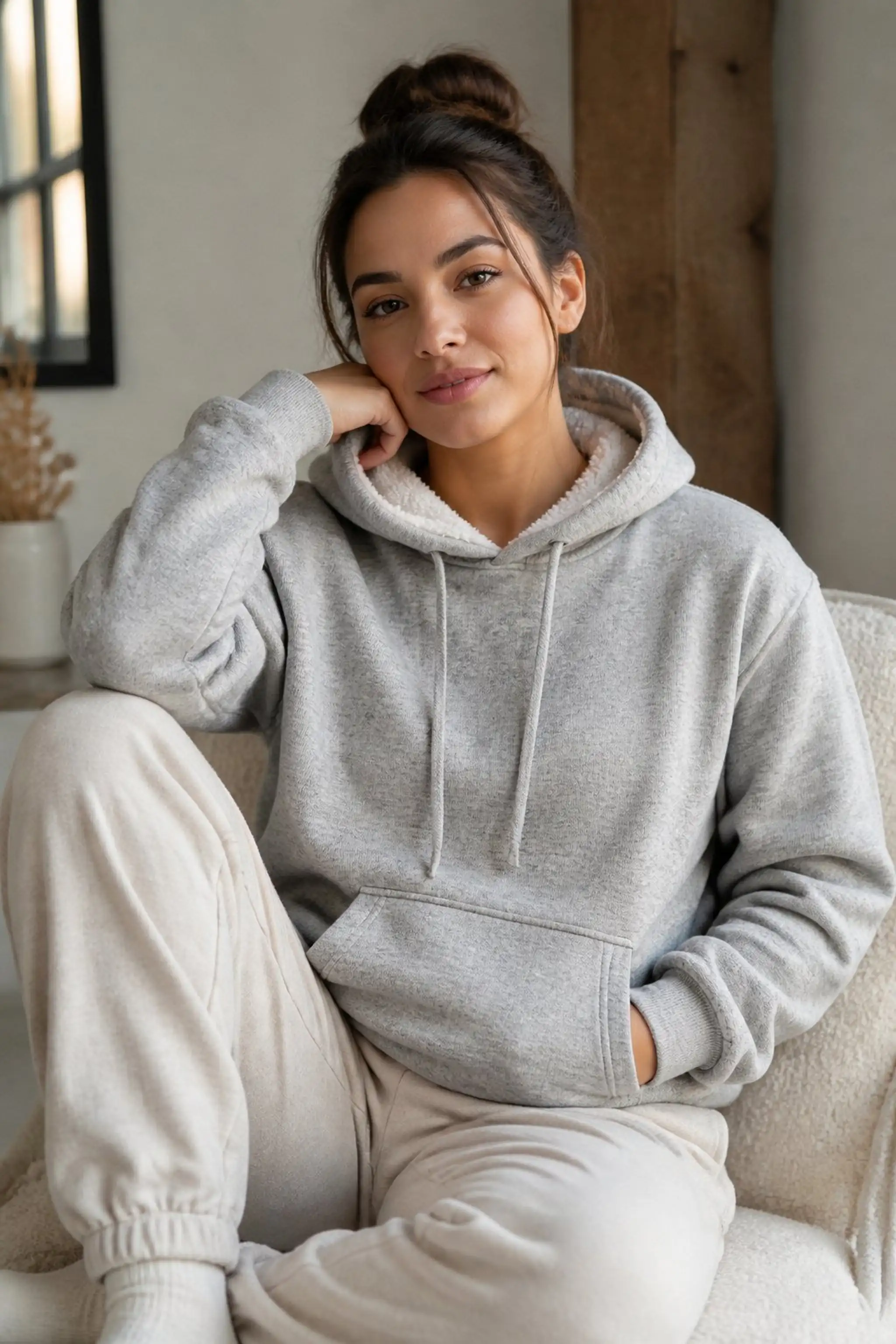 Fleece-lined hoodie with kangaroo pocket comfort