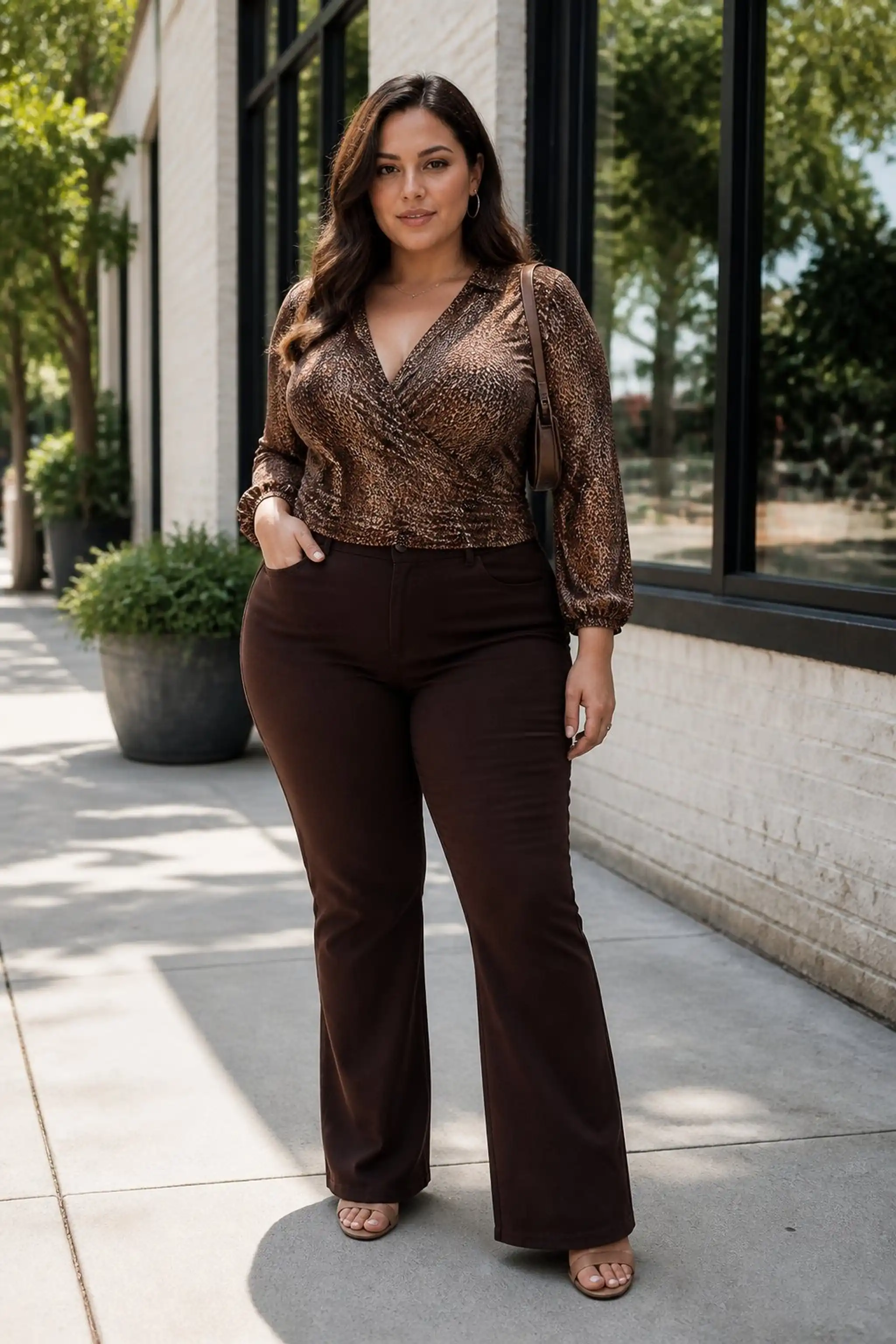 Bootcut pants create balance with hips