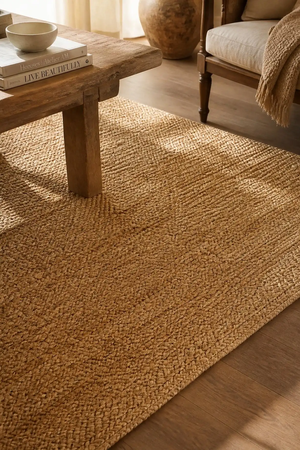 Easy-care jute rugs that hide fur and dirt