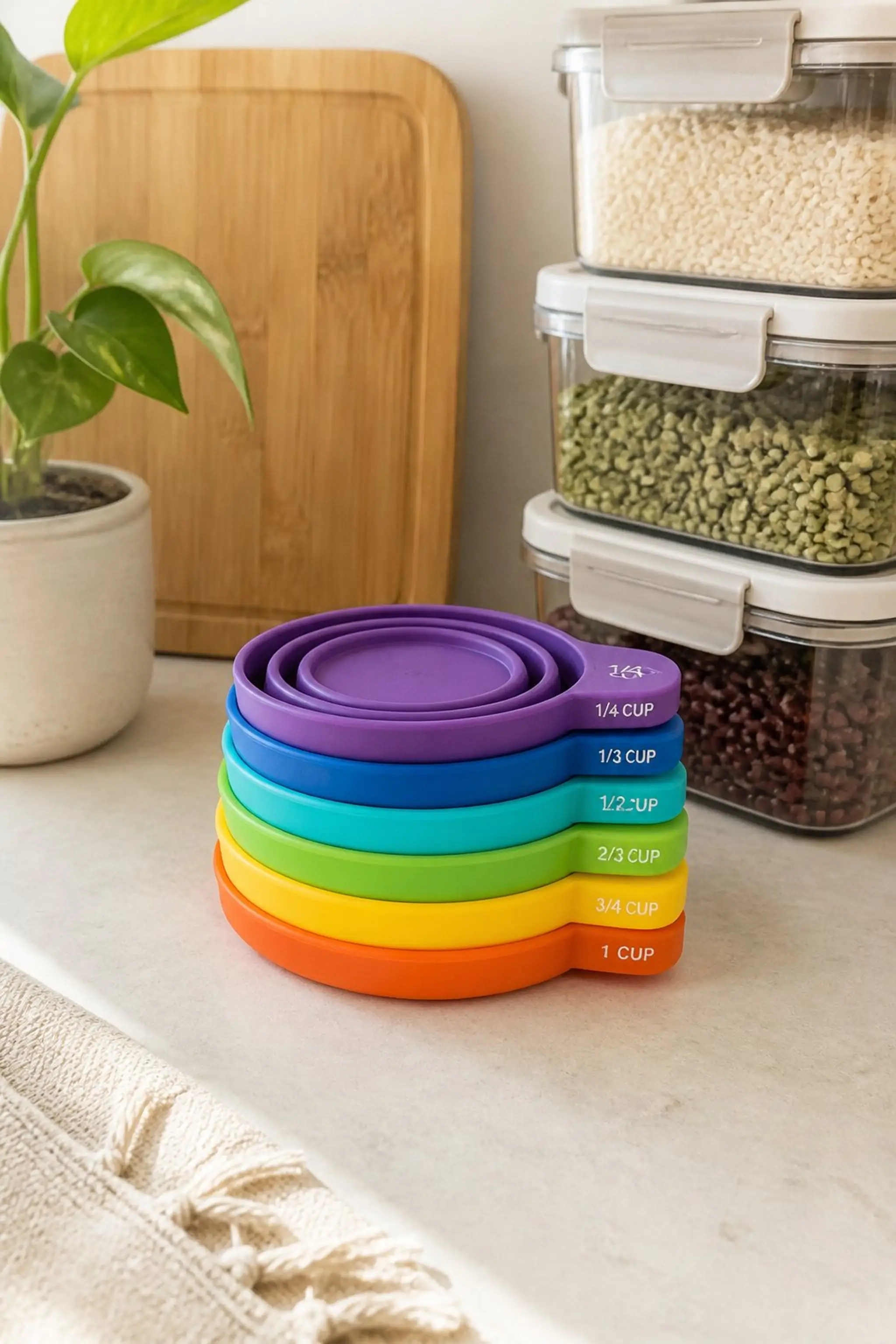 Collapsible measuring cups for portion control