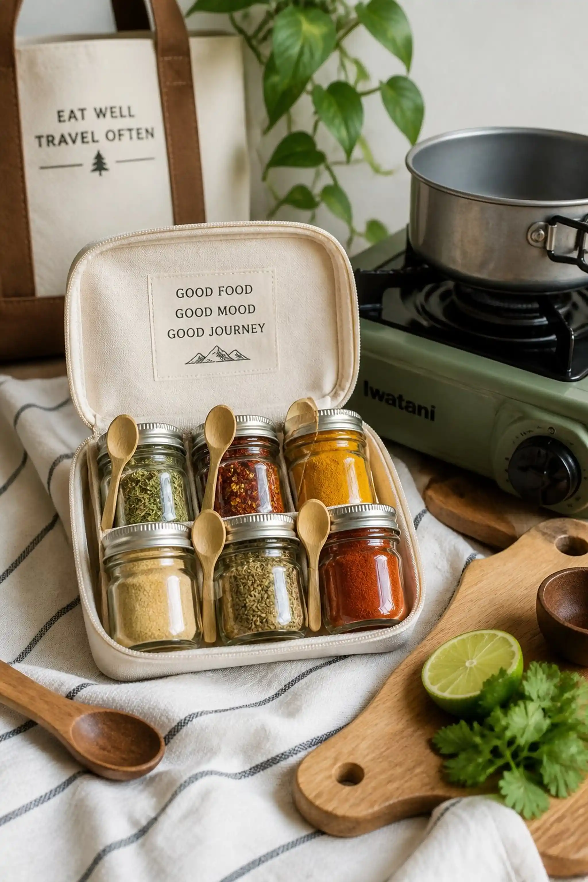 Compact Mason Jar spice collection for freshness