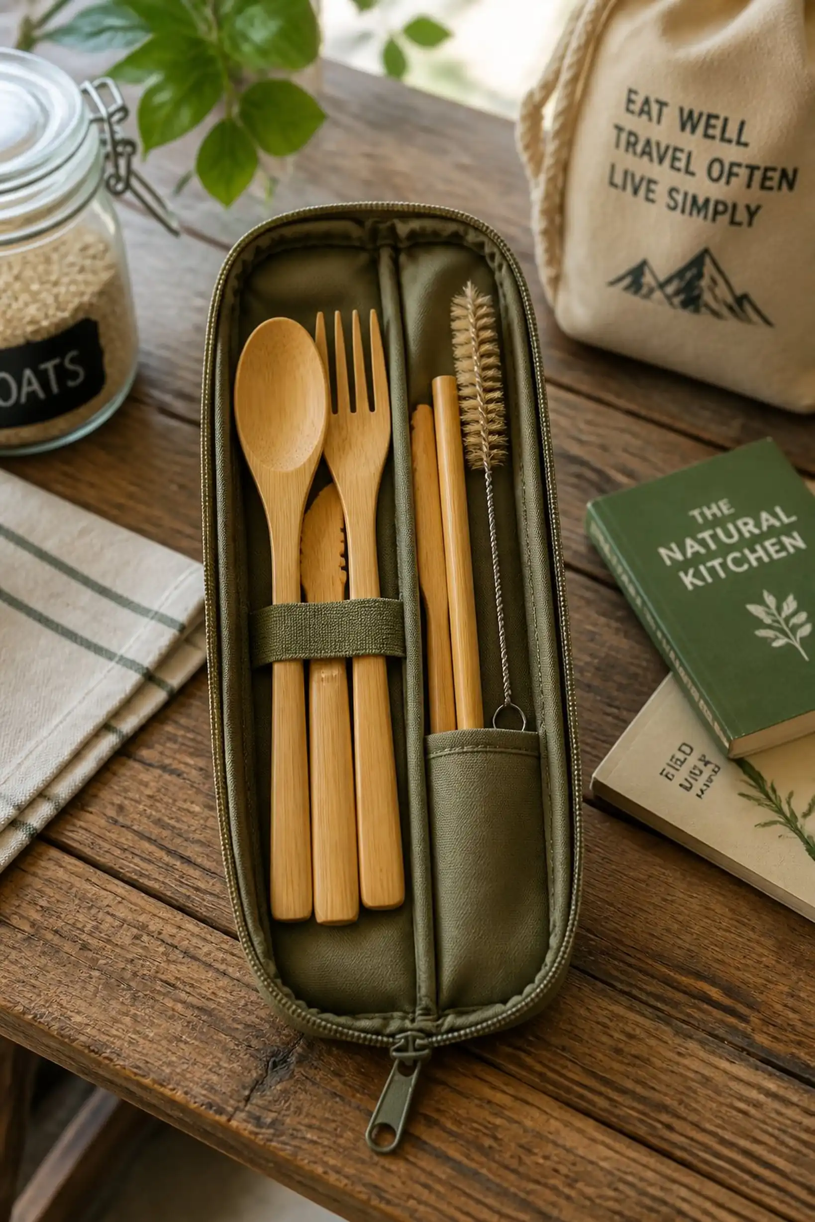 Multi-compartment travel utensil organizer