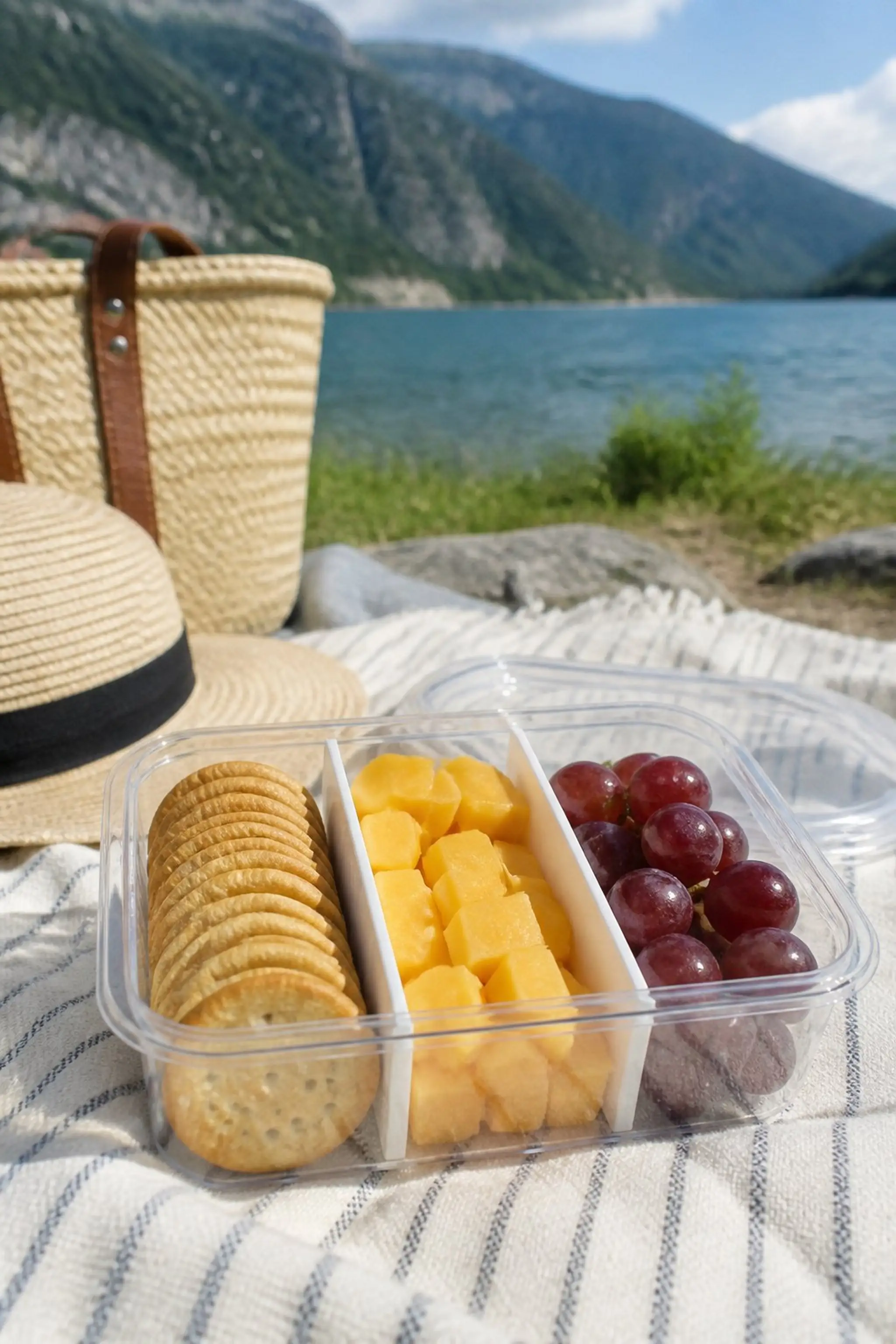 Containers with divider inserts keep snacks separate