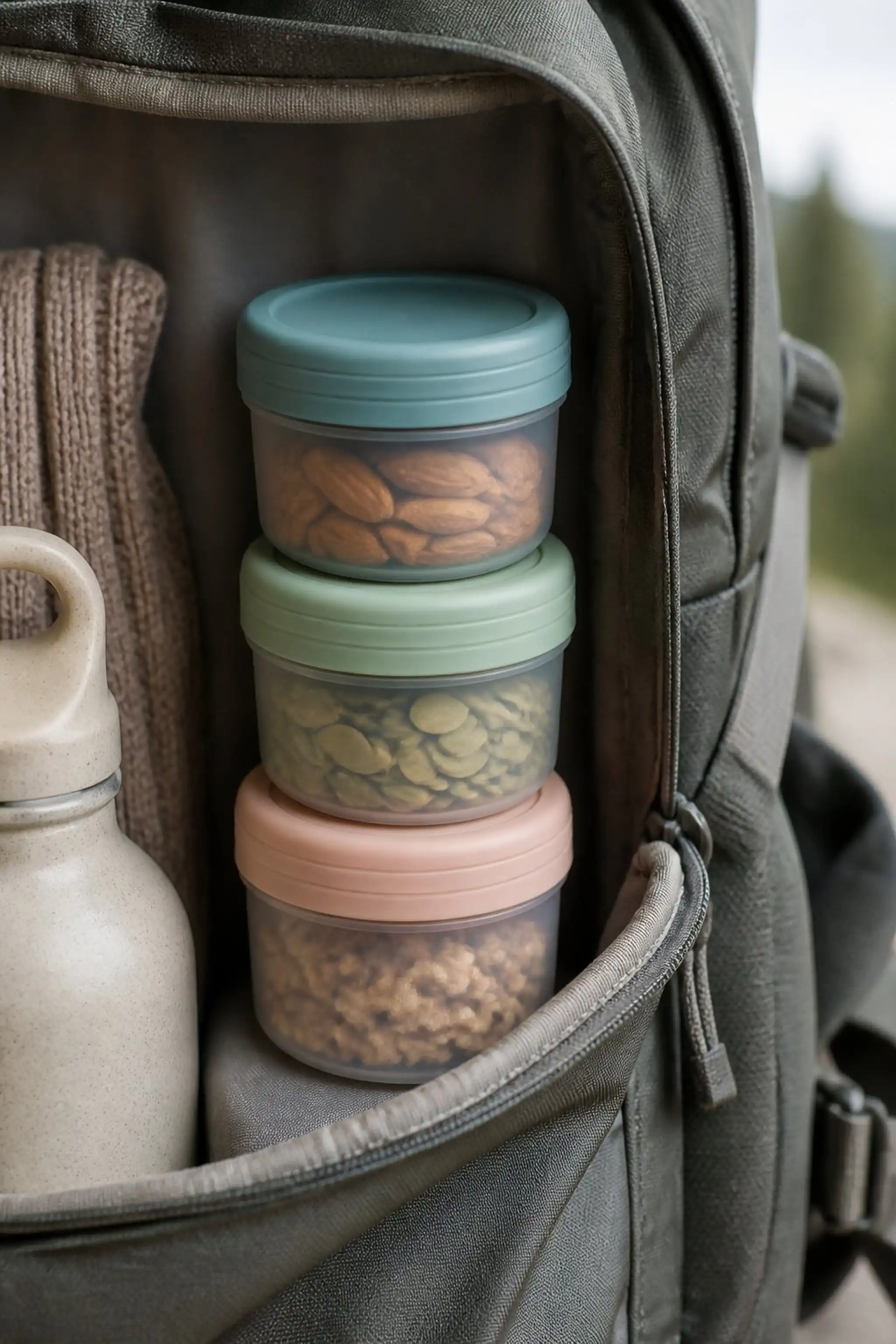 Small silicone containers for nuts and seeds