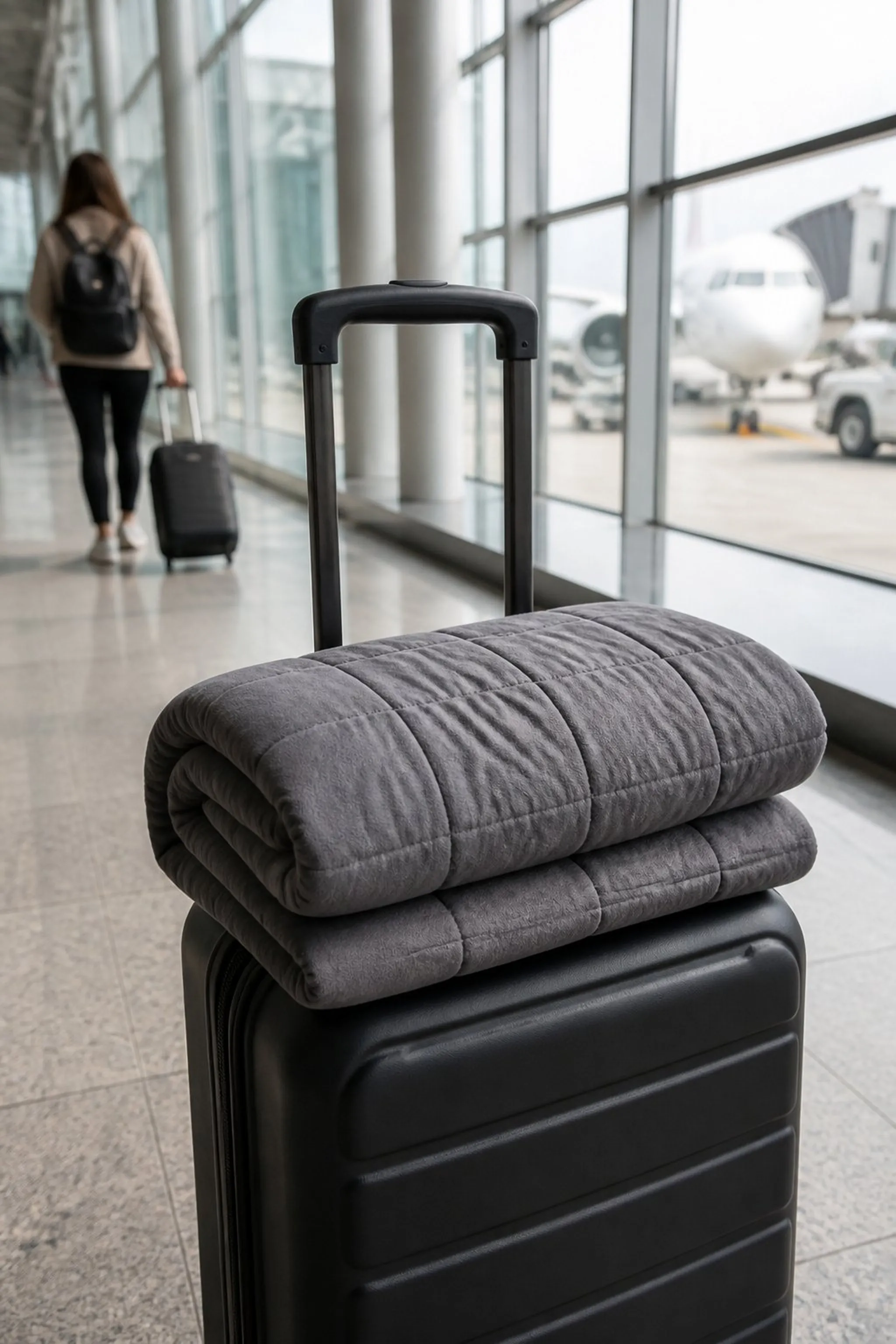Weighted travel blanket for soothing deep pressure