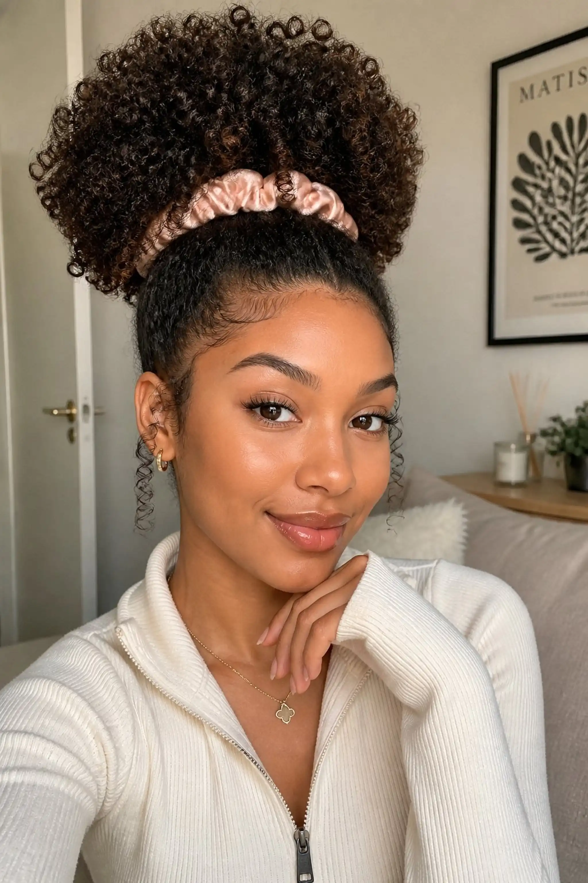 Satin Scrunchie High Puff Blocks Morning Knots