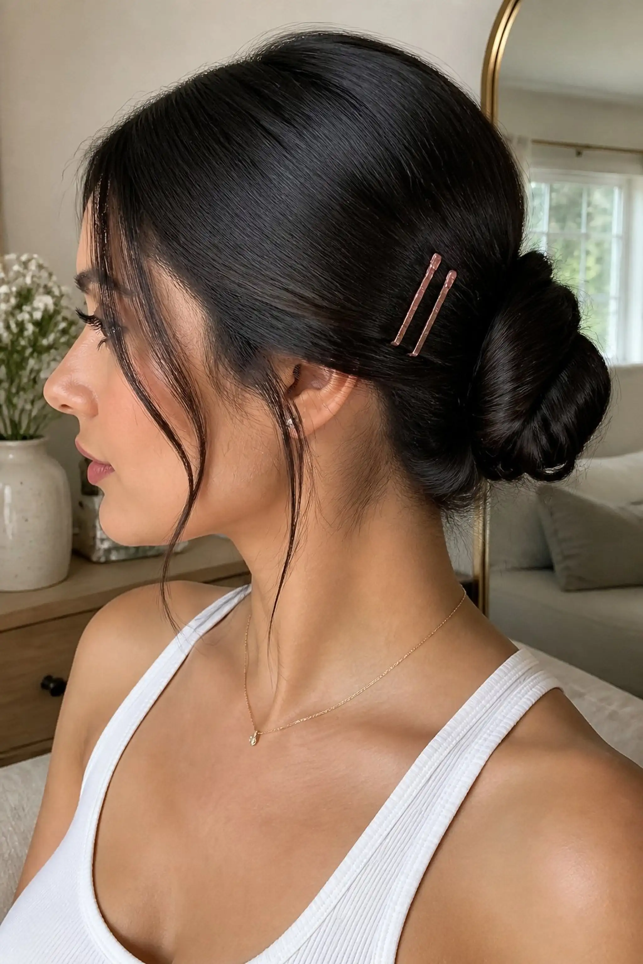 Twisted Low Bun Locks Hair Smoothly