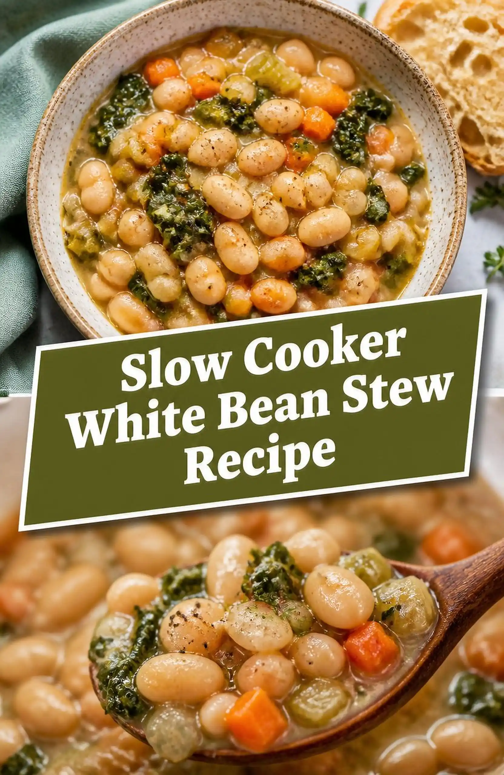 Slow Cooker White Bean Stew Recipe - close-up of the finished dish