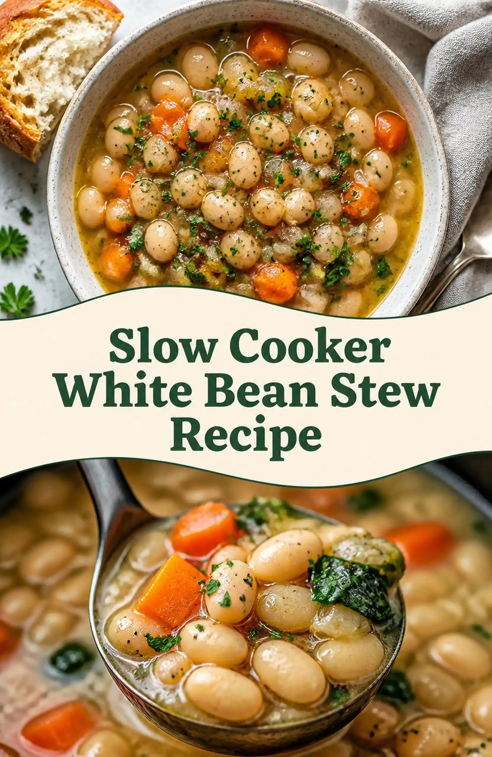 Slow Cooker White Bean Stew Recipe - save this recipe pin for later