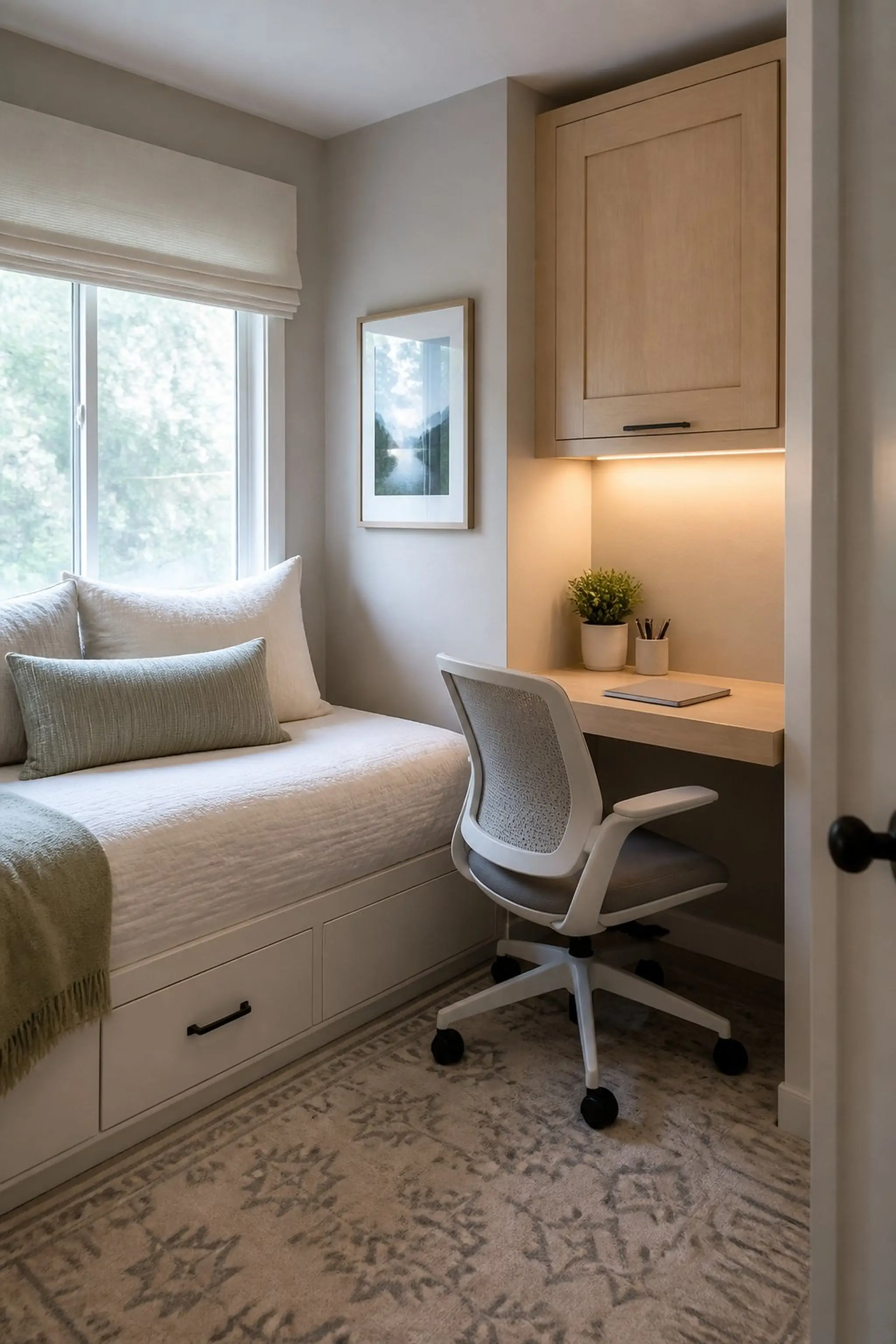 Add a fold-away desk for flexible use