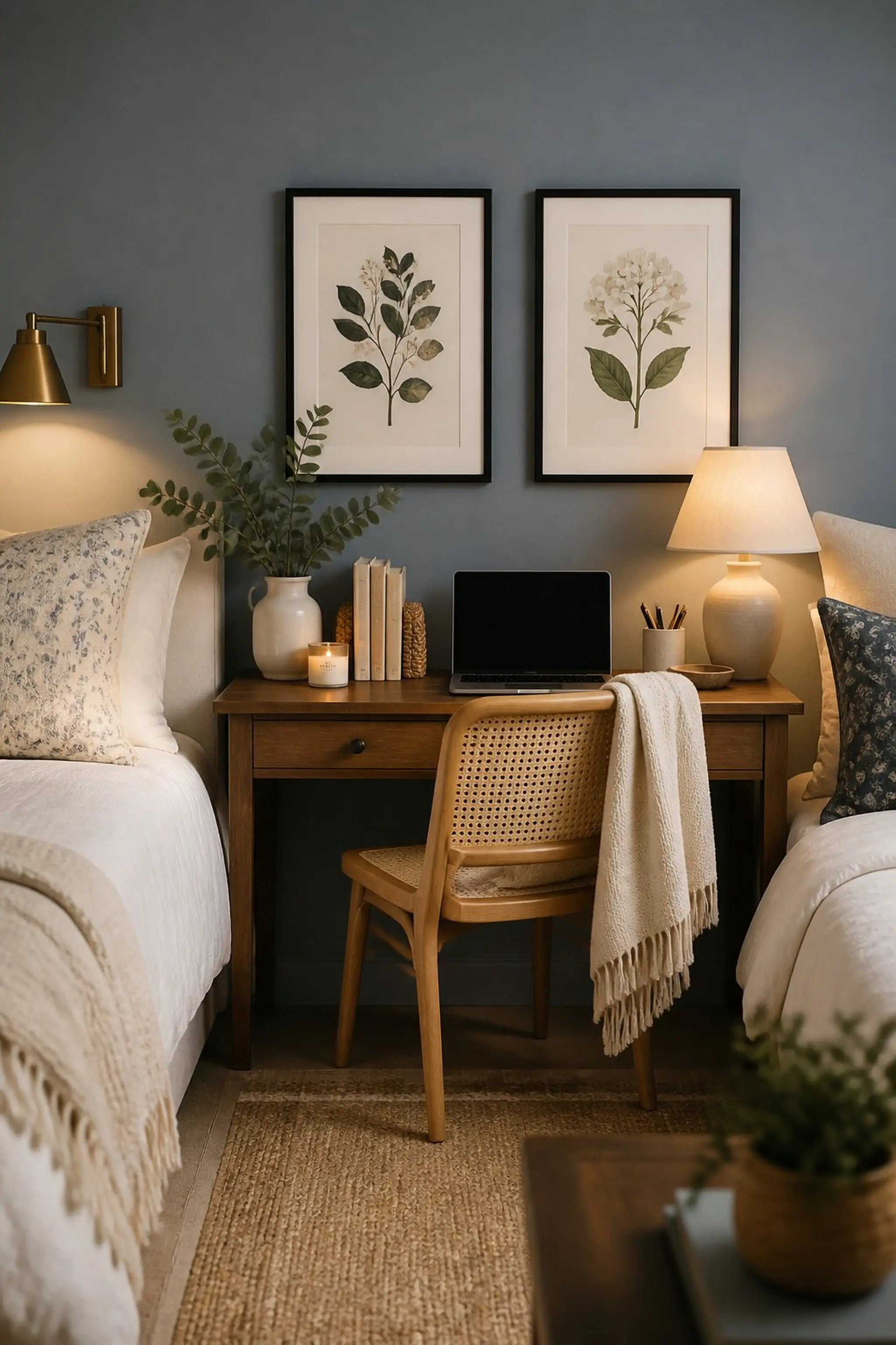 Hang framed art to personalize the office nook