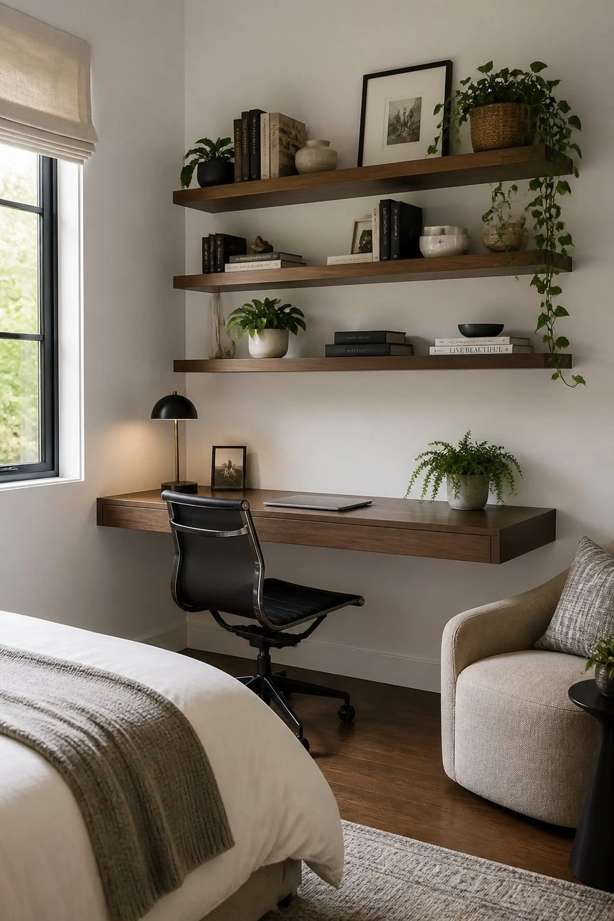 Maximize space with a floating wall desk