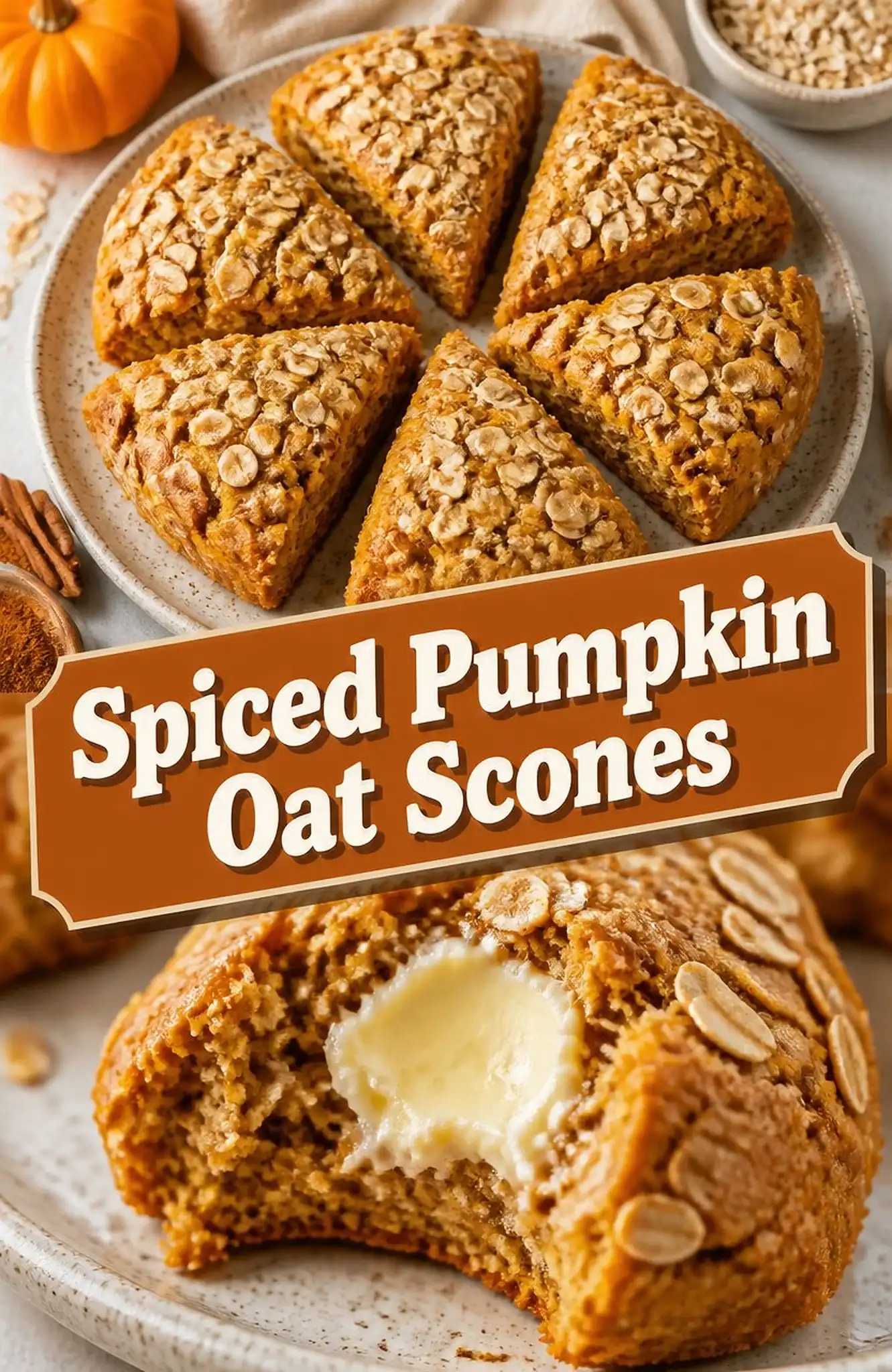 Spiced Pumpkin Oat Scones - close-up of the finished dish