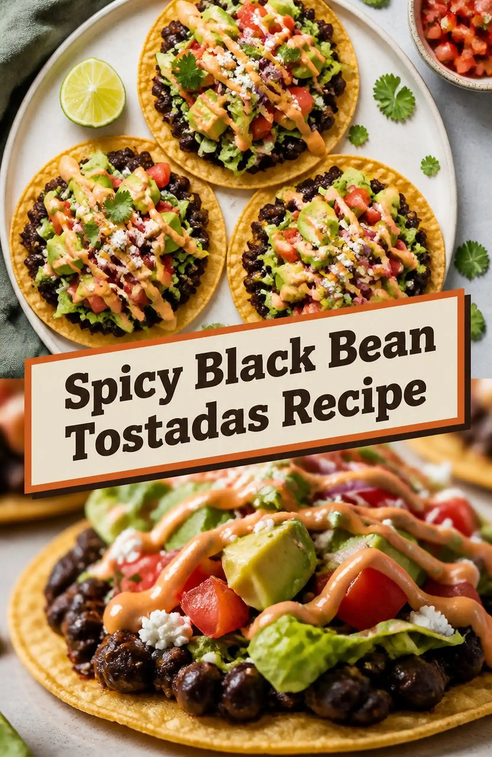 Spicy Black Bean Tostadas Recipe - close-up of the finished dish