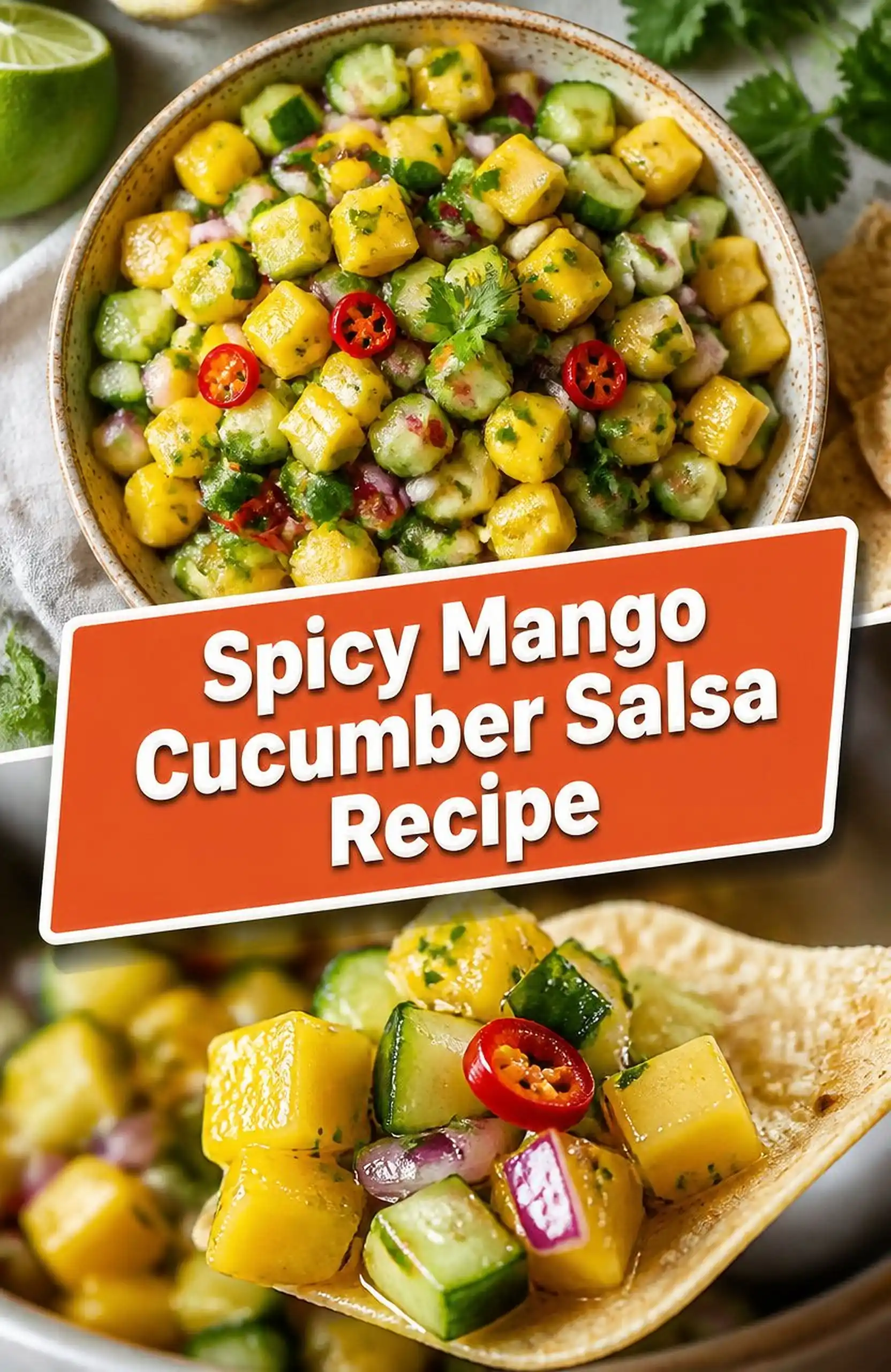 Spicy Mango Cucumber Salsa Recipe - close-up of the finished dish
