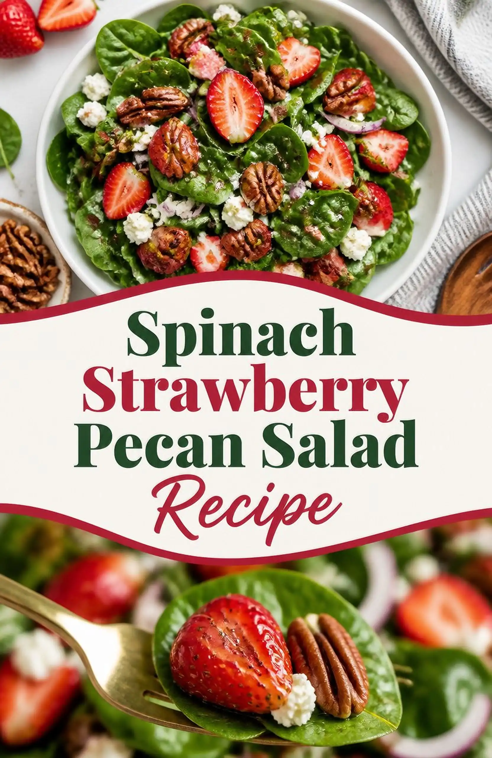 Spinach Strawberry Pecan Salad Recipe - save this recipe pin for later