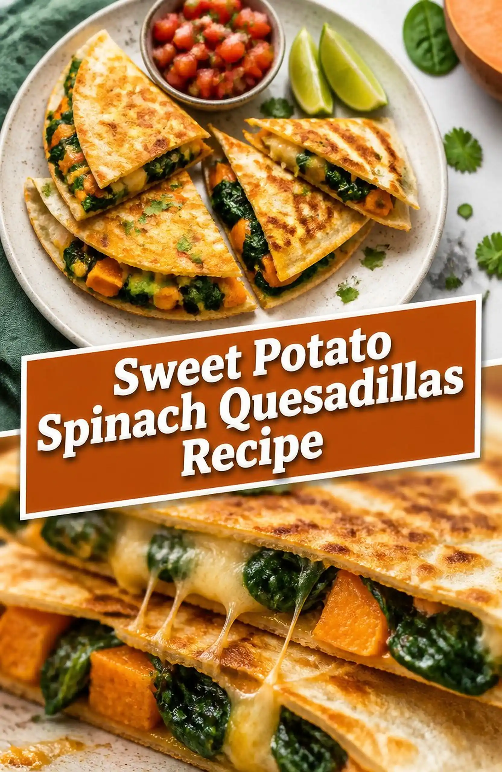Sweet Potato Spinach Quesadillas Recipe - close-up of the finished dish