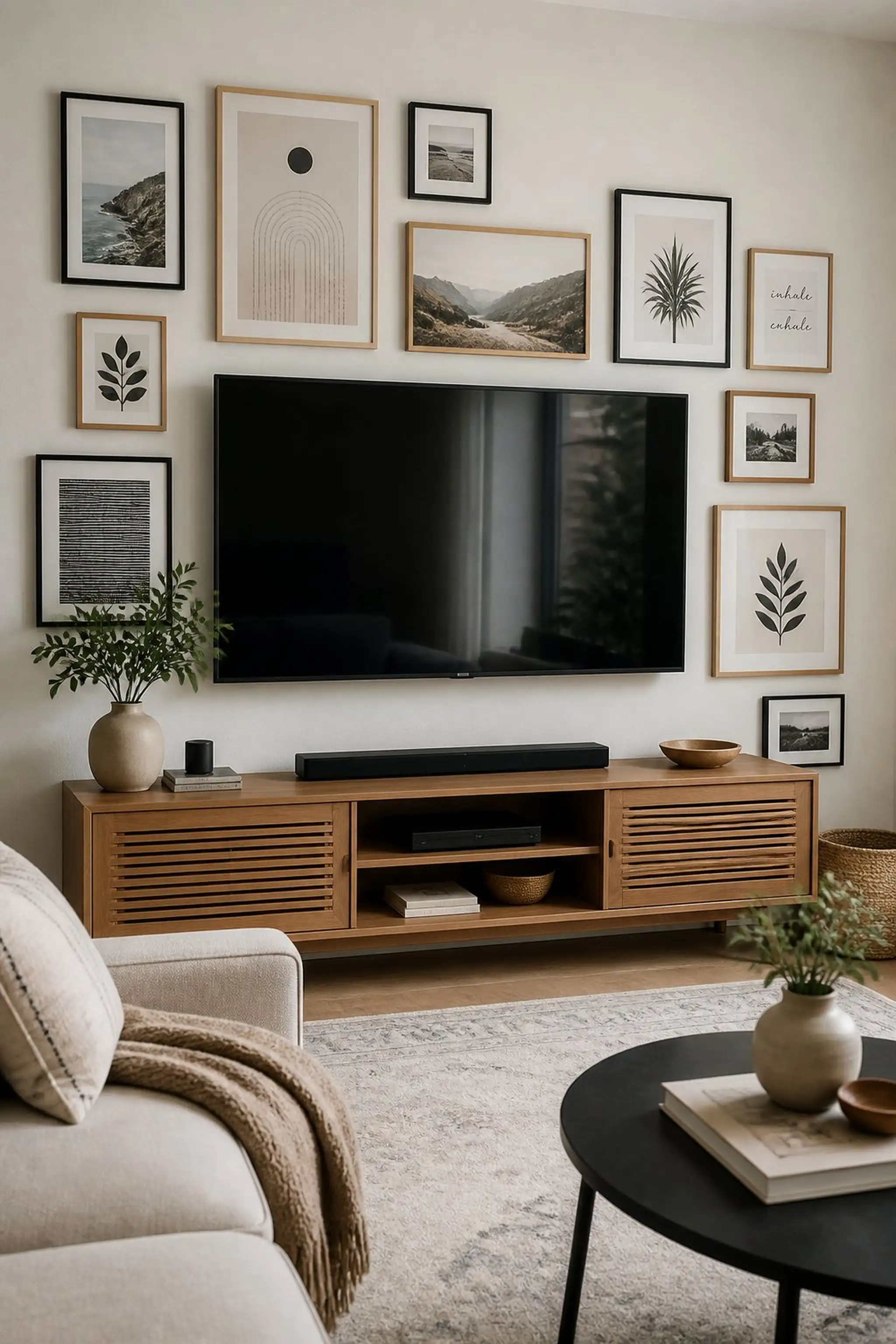 Layer artwork to create a gallery effect around TV