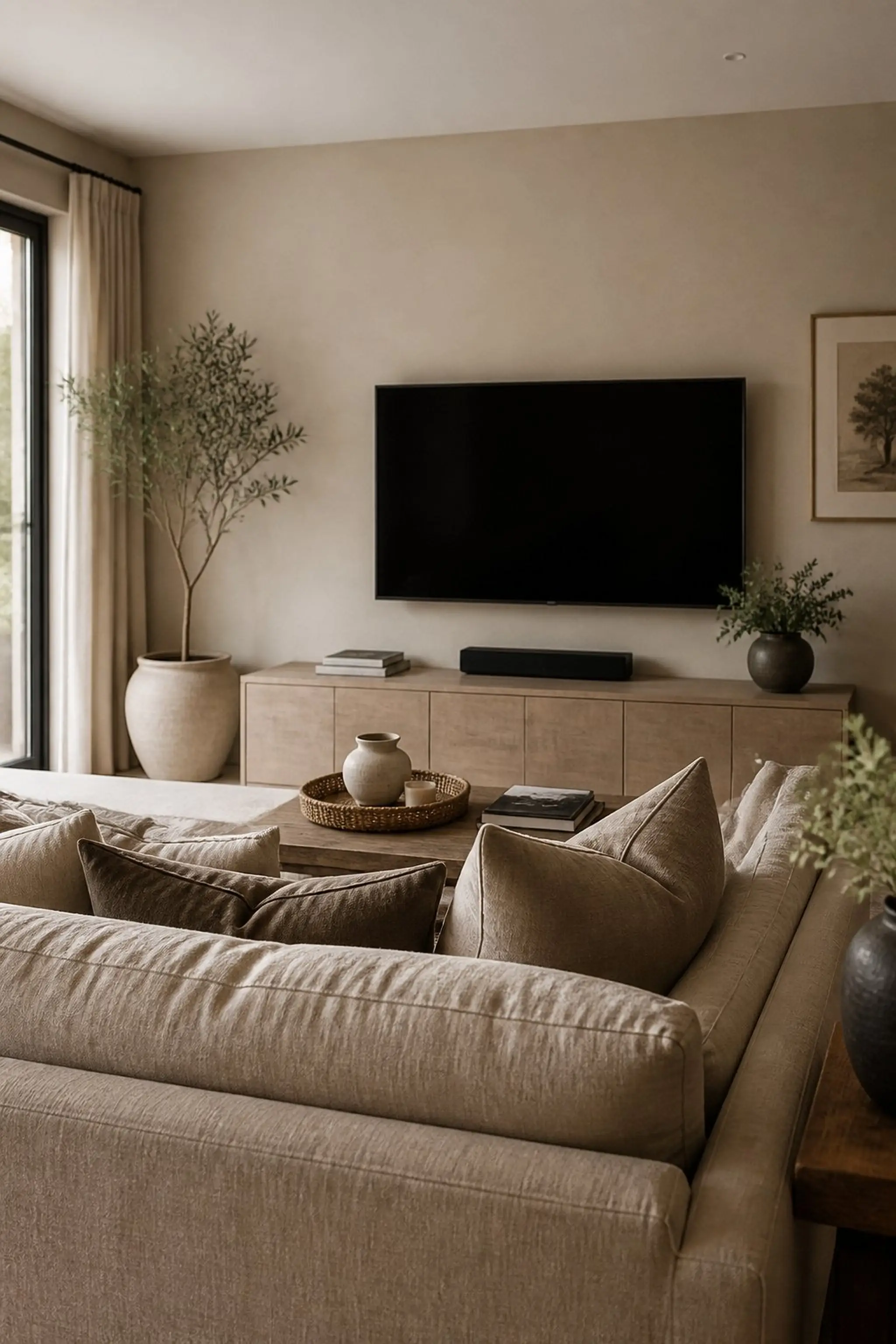 Neutral color palette avoids harsh contrasts
