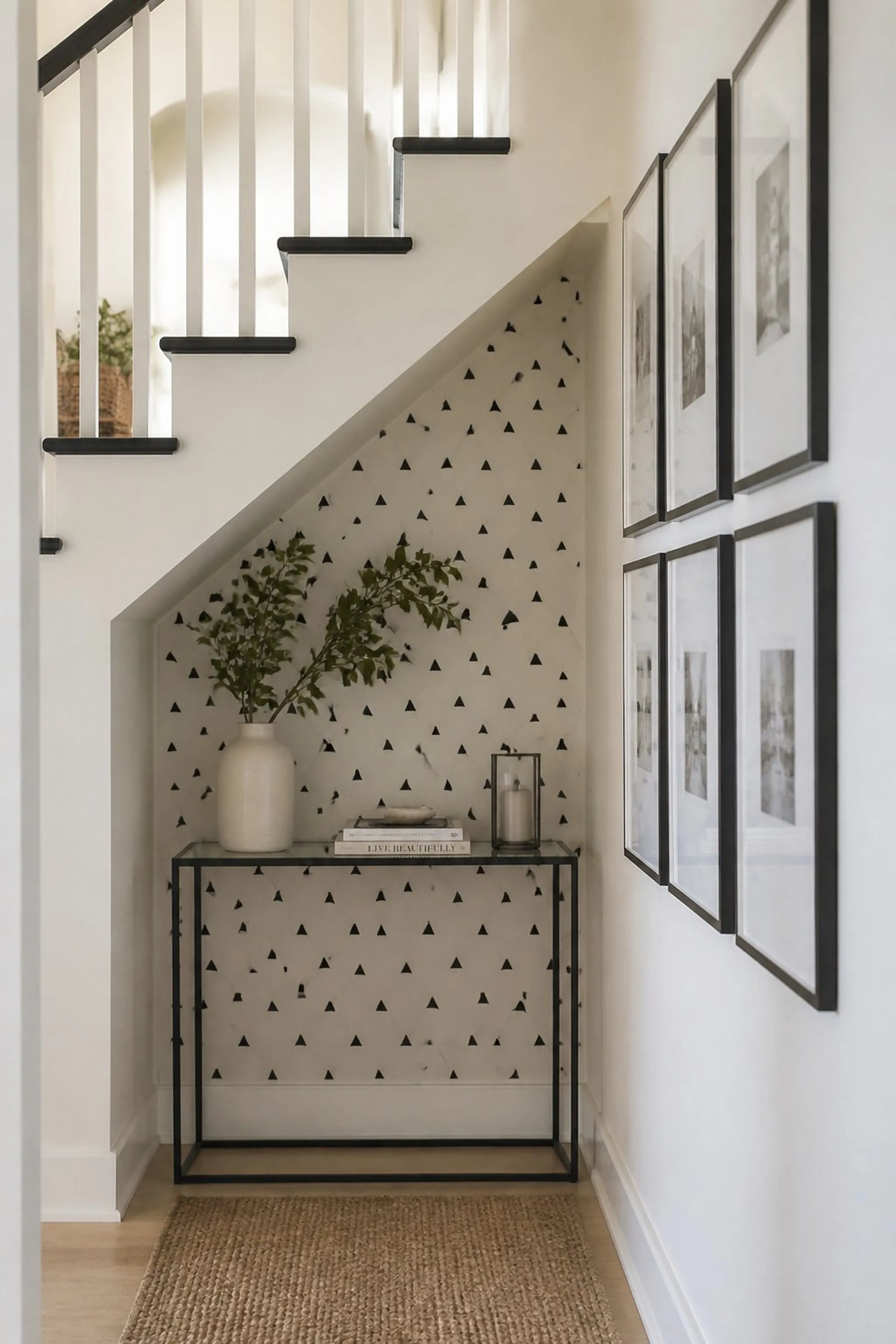Geometric Wallpaper Highlights this Nook