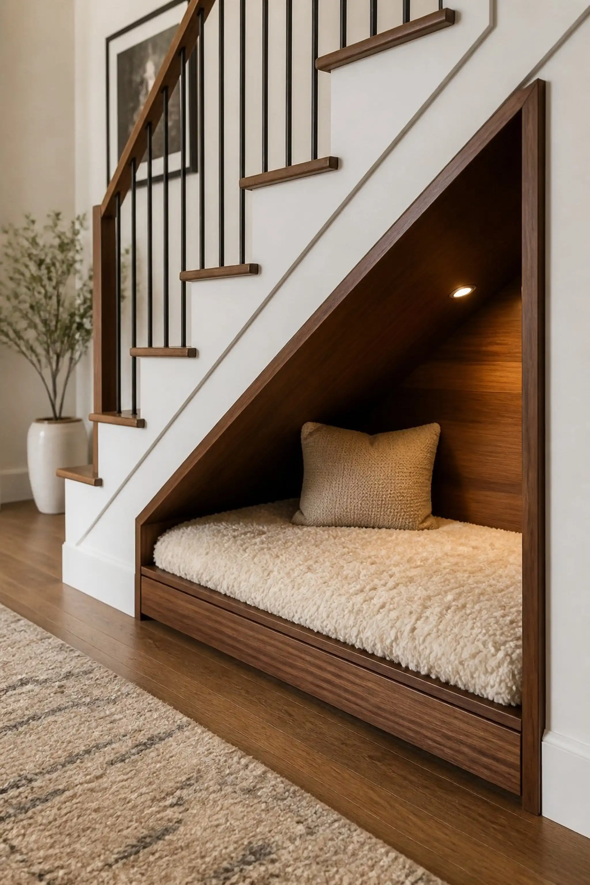 Under-Stair Pet Lounge With Custom Bed