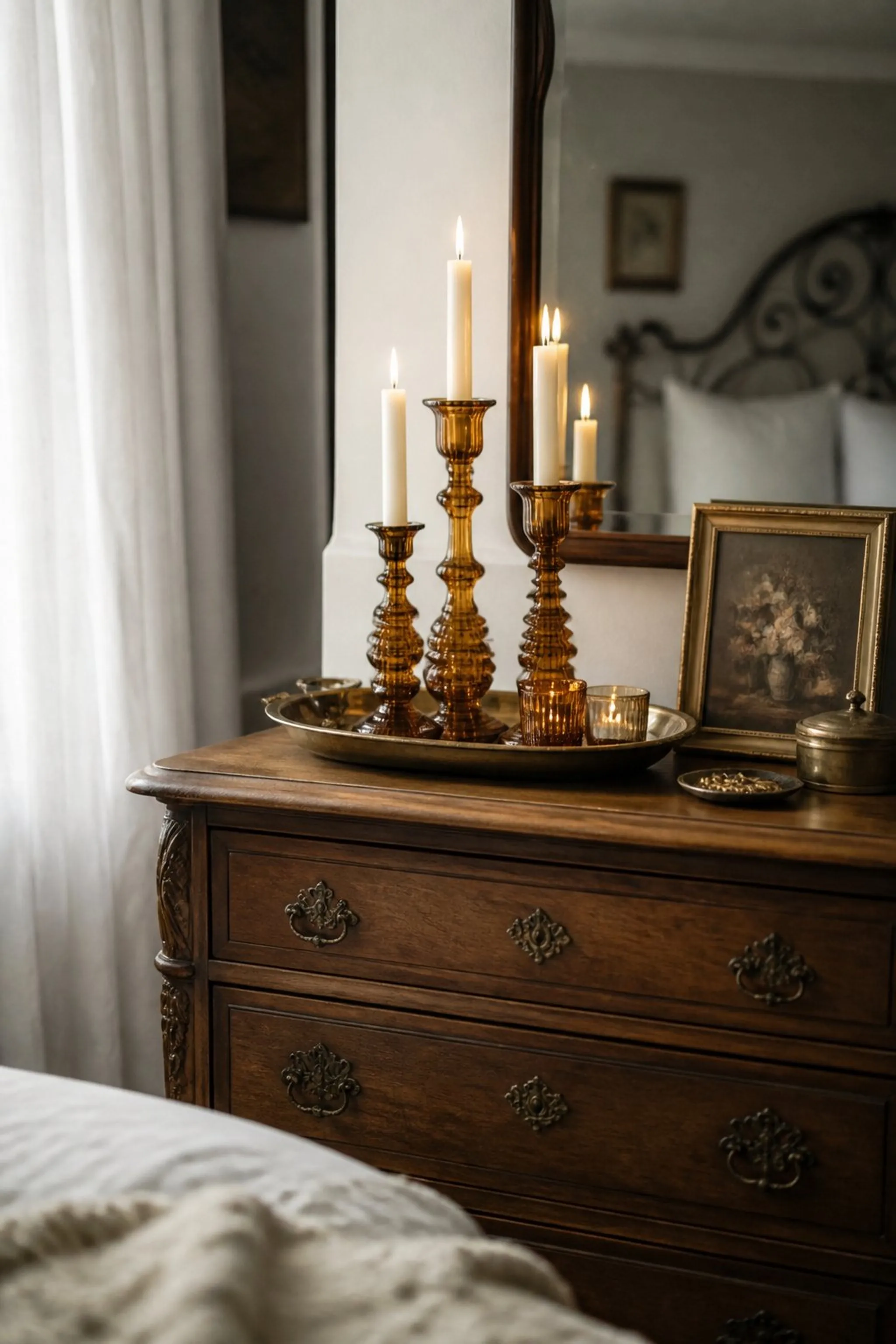Display fragrant candles in glass holders