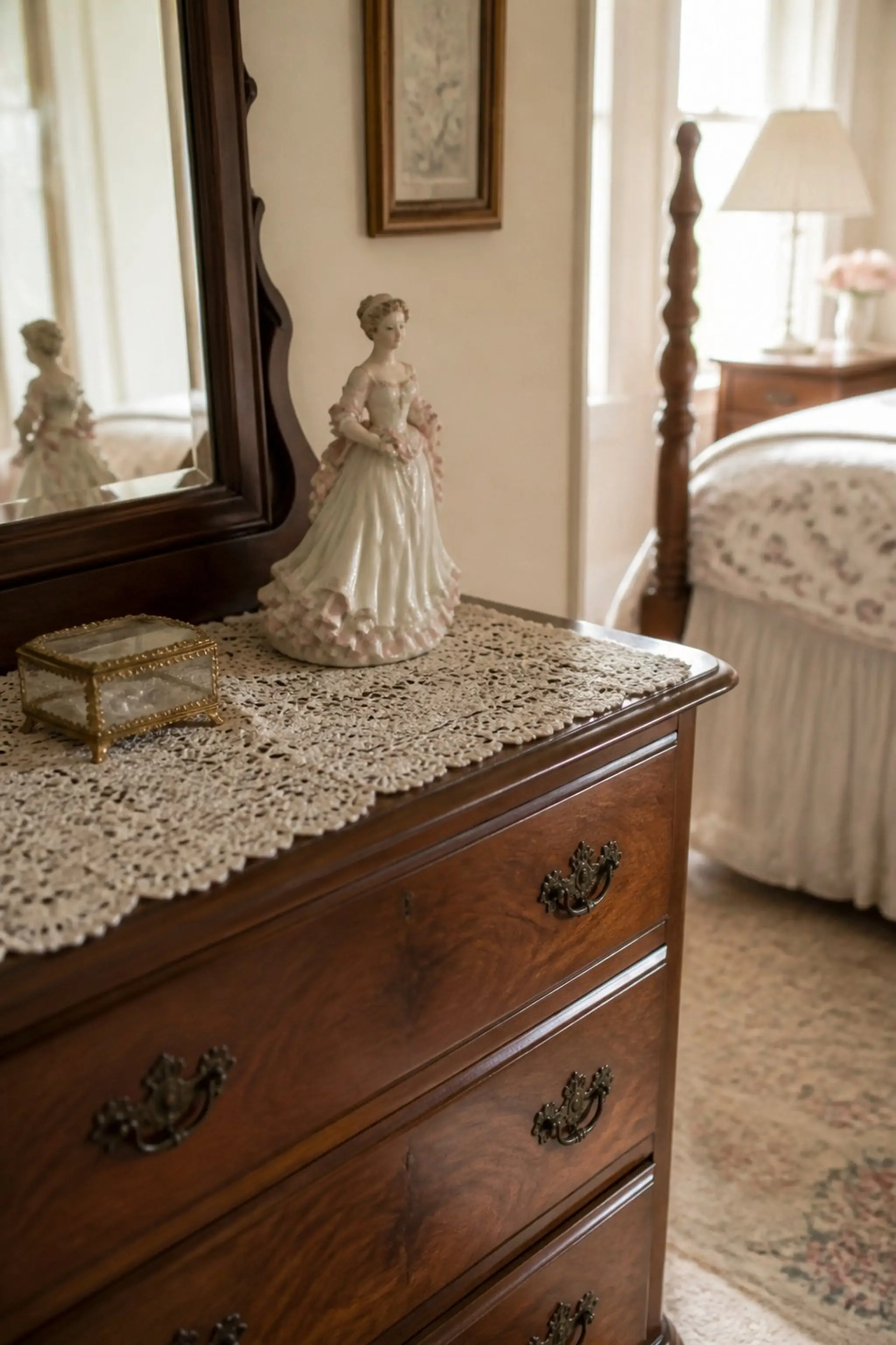 Set out a delicate lace doily for vintage texture