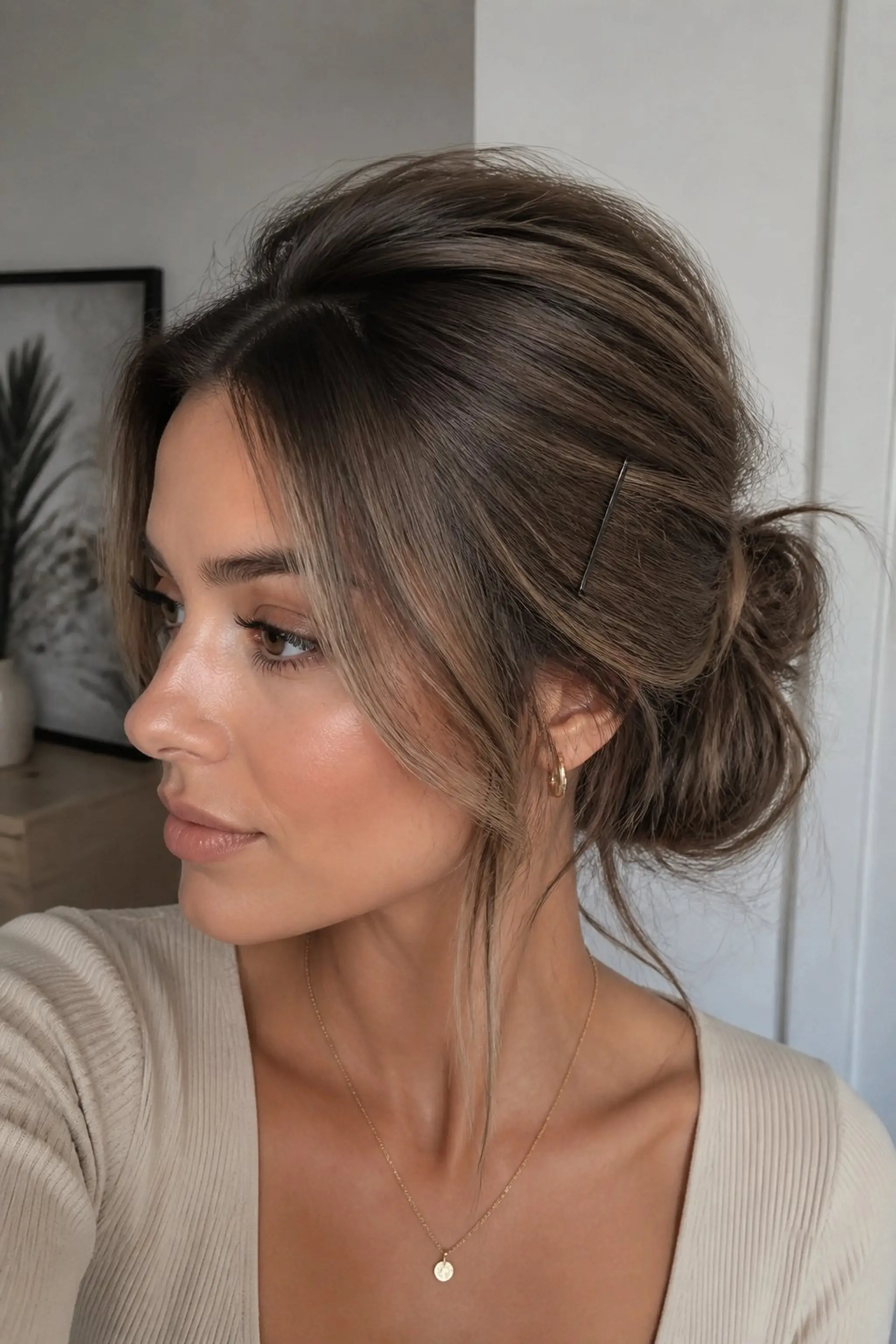 Loose Low Bun with Volume at Crown