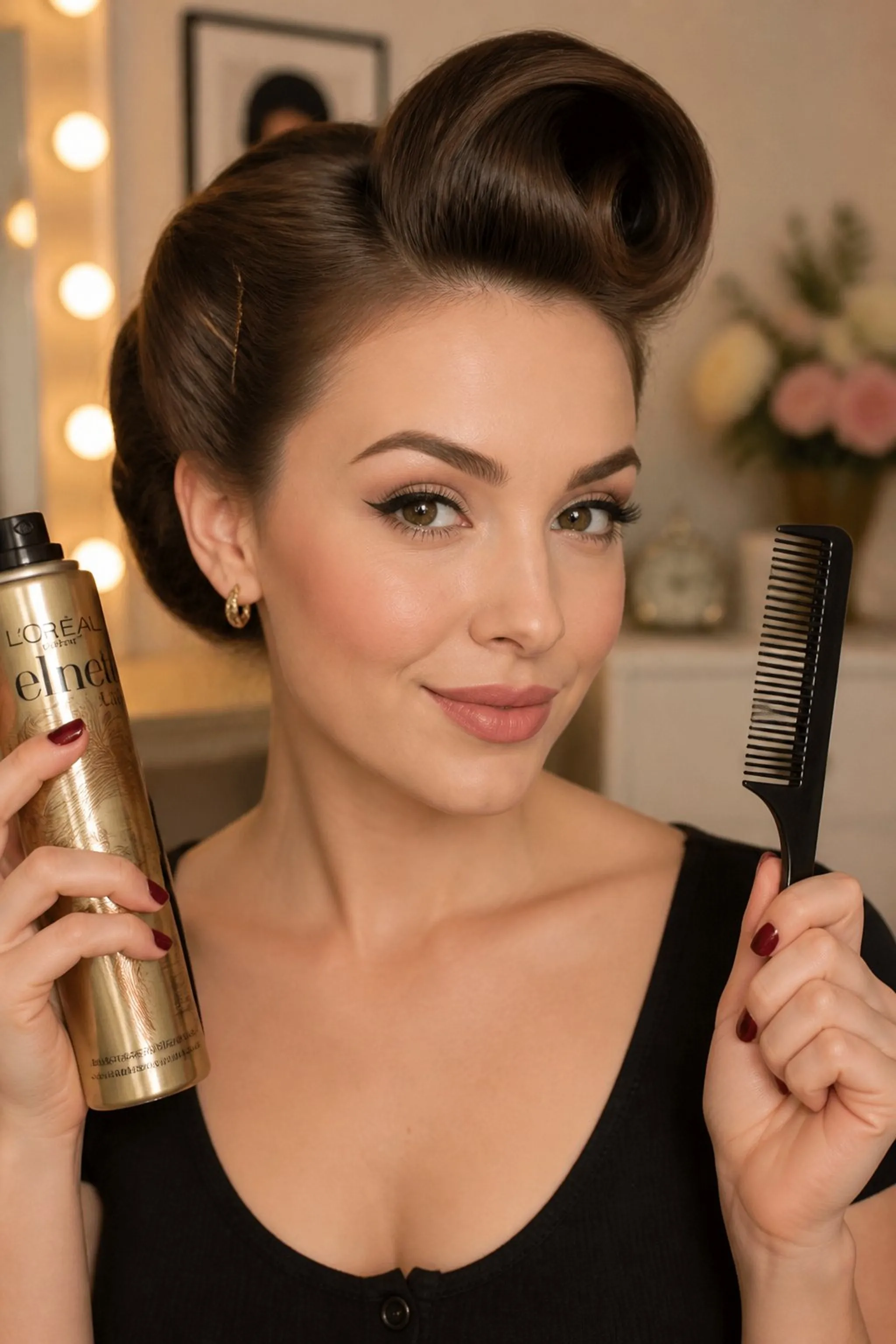 Vintage Roll Hairstyle with Lifted Front